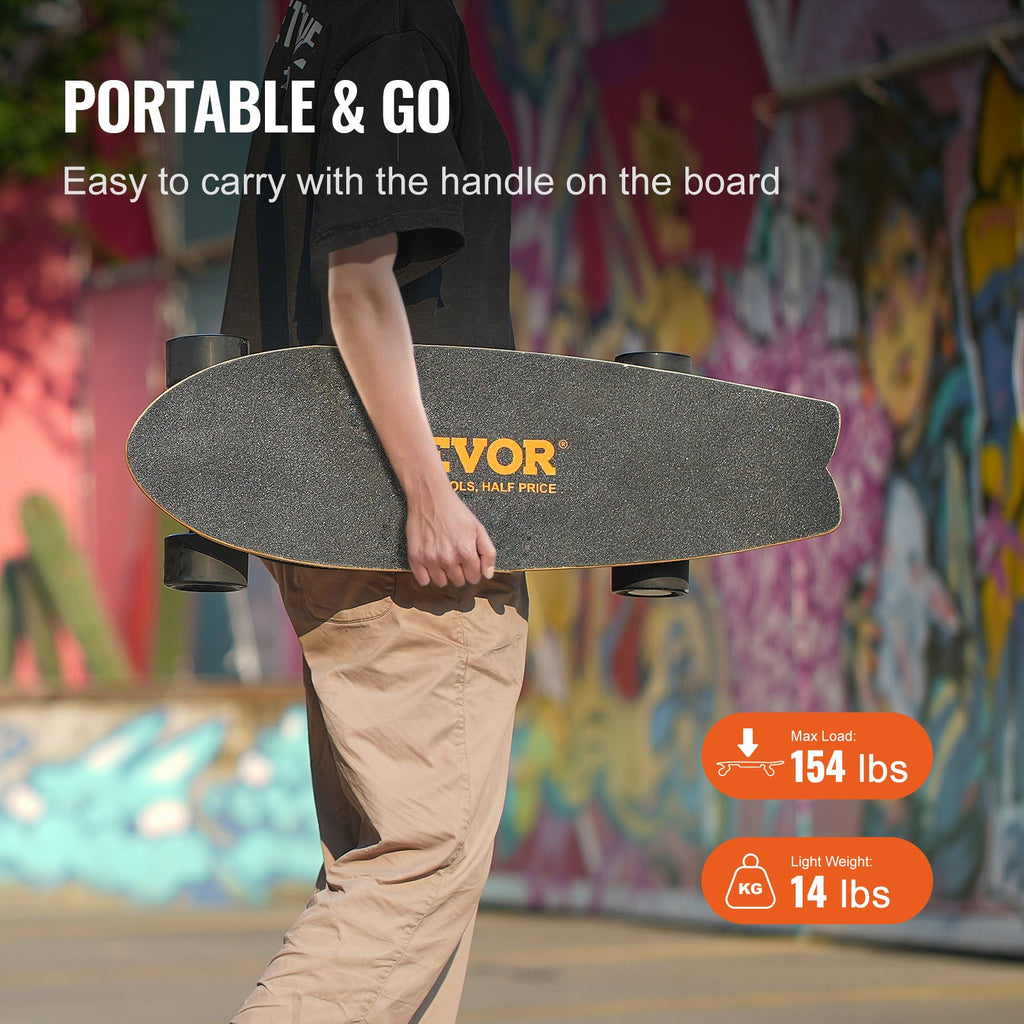 Electric Skateboard With Remote, 13.7 Mph Top Speed & 7.5 Miles Max Range Skateboard Longboard, 3 Speeds Adjustment Skateboards, Easy Carry Handle Design, Suitable For Adults & Teens Beginners